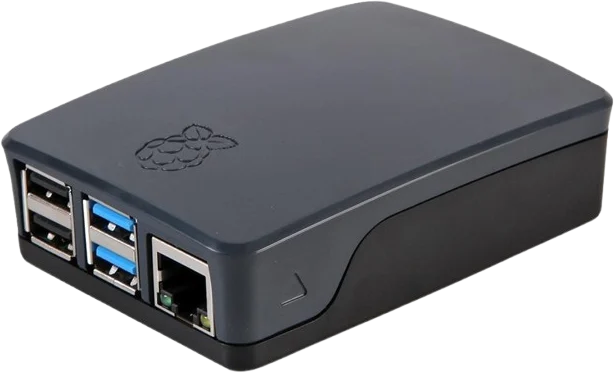 Raspberry Pi 4 Case i svart och grå plast